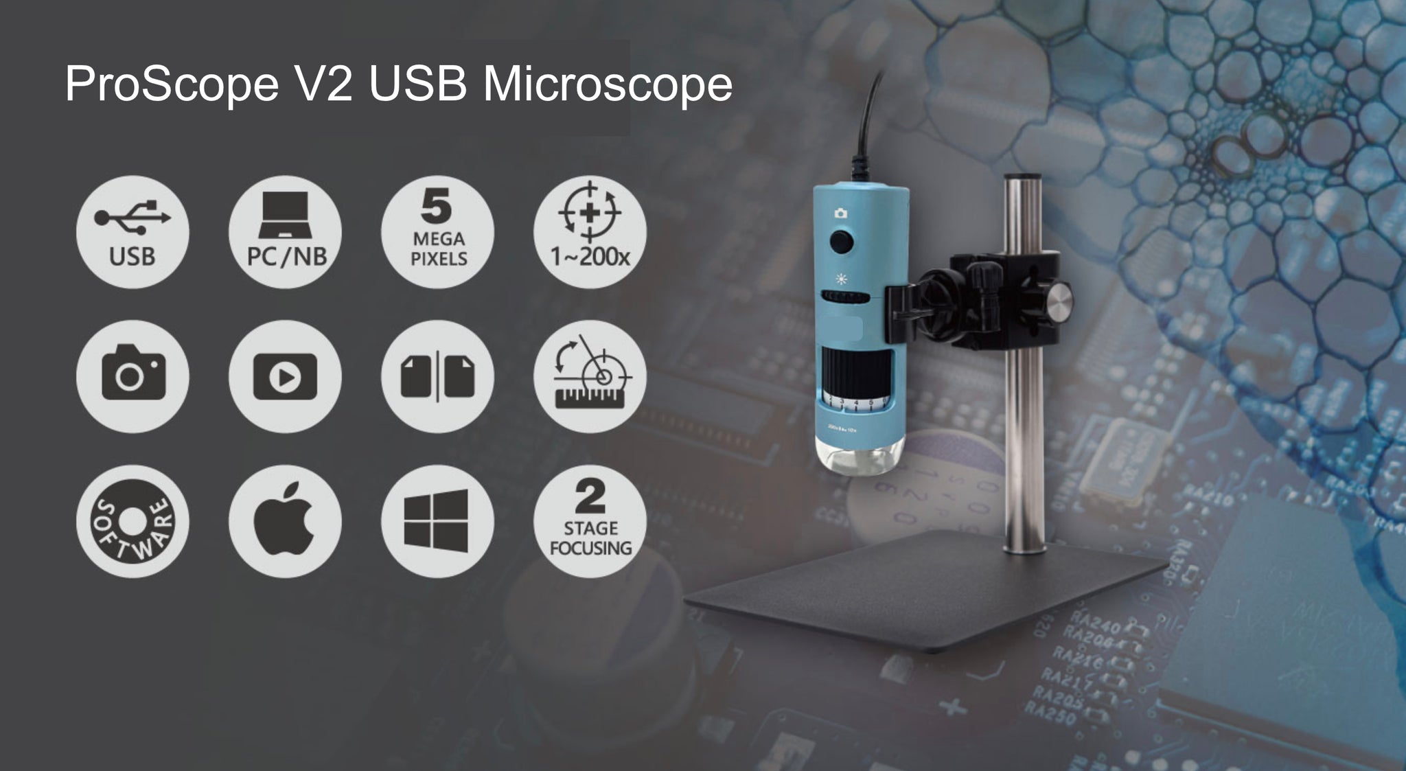 ProScope V2 5MP 1x-200x - USB Microscope – ProScope USA