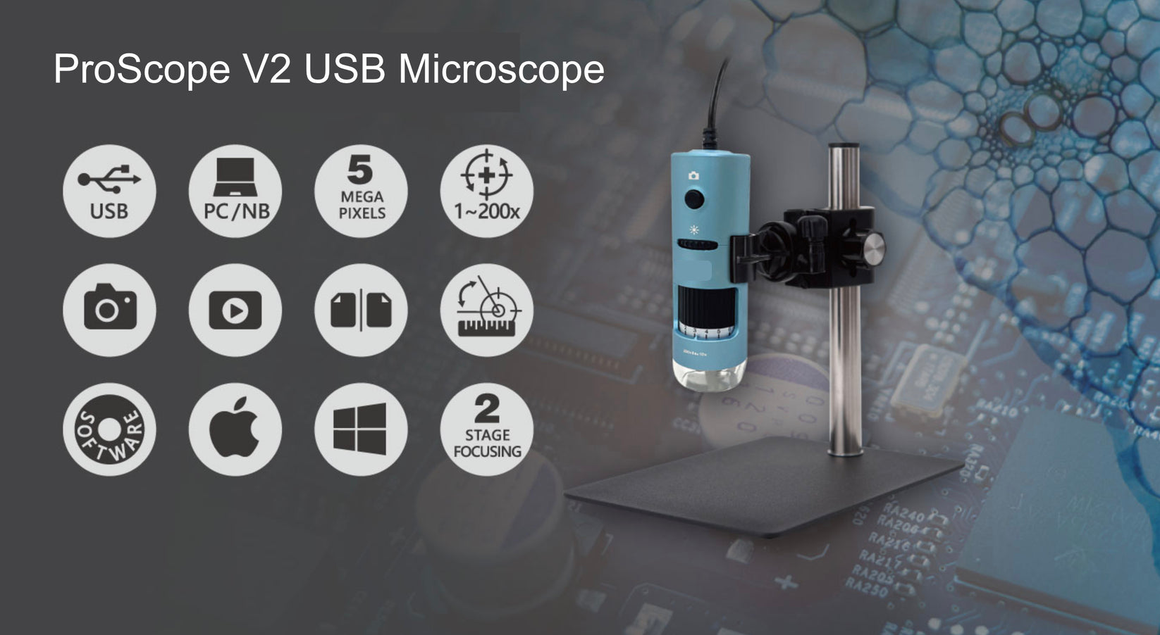 ProScope V2 5MP 1x-200x - USB Microscope – ProScope USA